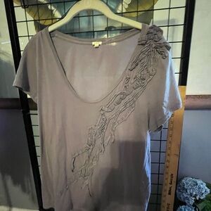 J. Crew Purple Gray Embellished Short Sleeve T-Shirt